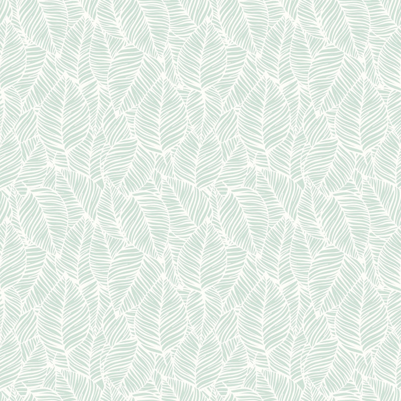 HWA1361W Zebra Leaf Duck Egg Blue Wallpaper by Hoopla Walls