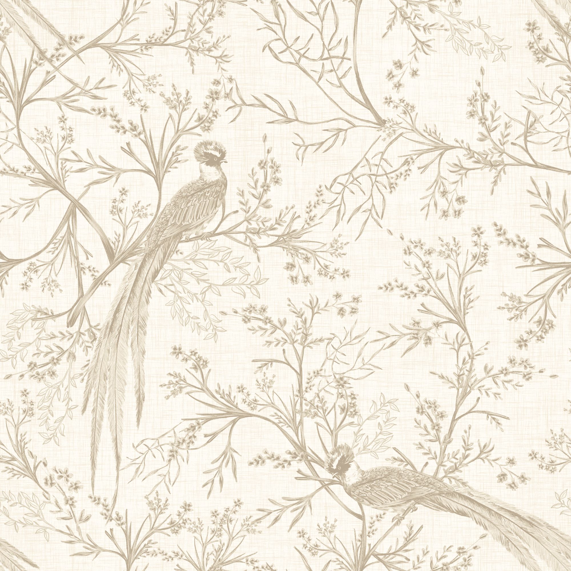 HWA1363W Bird Toile Stone Wallpaper by Hoopla Walls