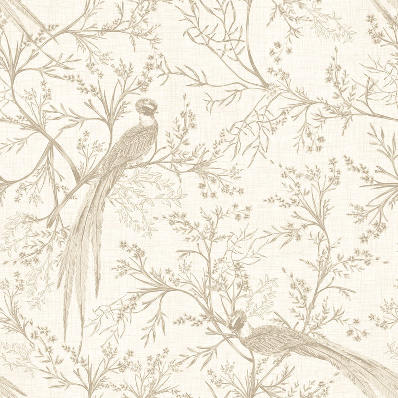 HWA1363W Bird Toile Stone Wallpaper by Hoopla Walls