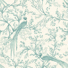 HWA1366W Bird Toile Duck Egg Blue Wallpaper by Hoopla Walls