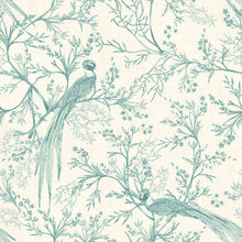 HWA1366W Bird Toile Duck Egg Blue Wallpaper by Hoopla Walls