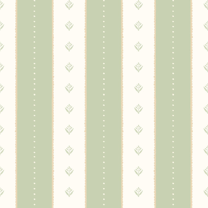 HWA1379W Decorative Stripe Soft Sage Wallpaper by Hoopla Walls