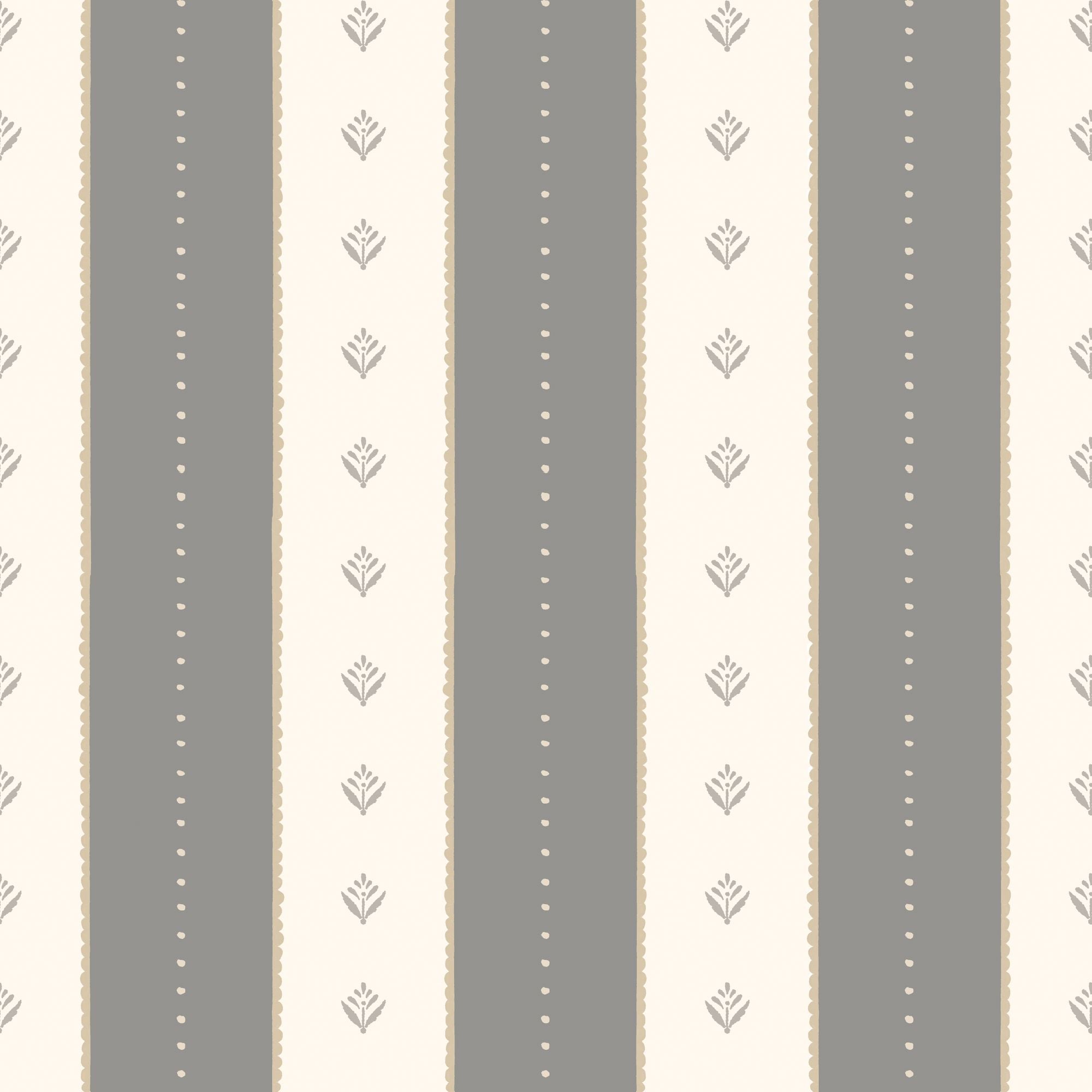HWA1383W Decorative Stripe Charcoal & Stone Wallpaper by Hoopla Walls