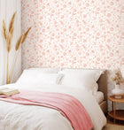 HWA1327W Floral Toile Soft Coral Wallpaper by Hoopla Walls
