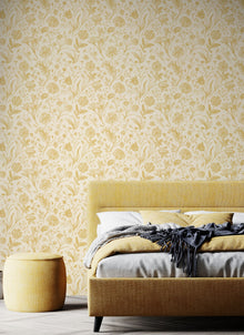 HWA1328W Floral Toile Rich Butter Wallpaper by Hoopla Walls
