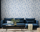 HWA1331W Floral Toile Royal Blue Wallpaper by Hoopla Walls