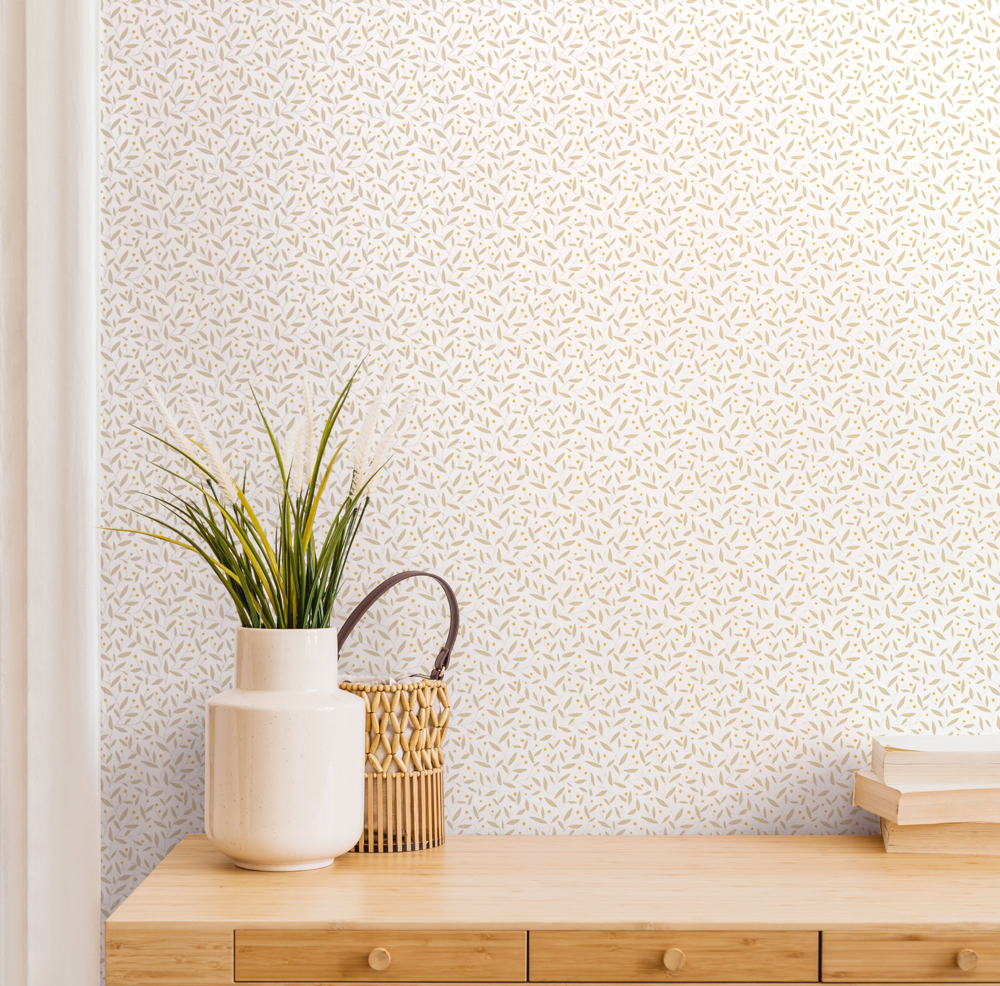 HWA1339W Dotty Vine Stone Wallpaper by Hoopla Walls