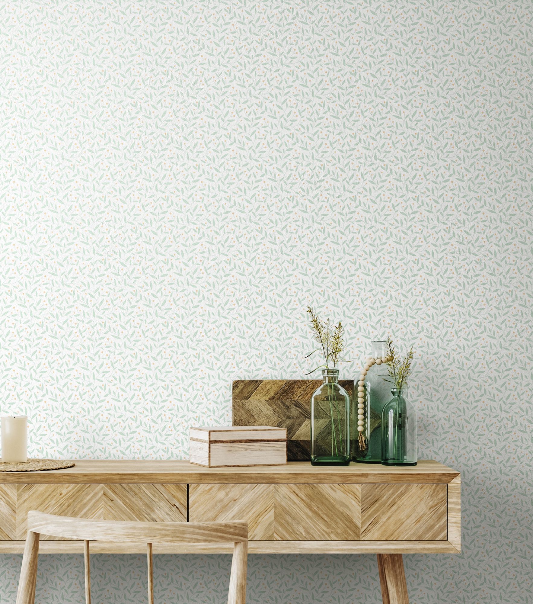 HWA1340W Dotty Vine Seafoam Wallpaper by Hoopla Walls