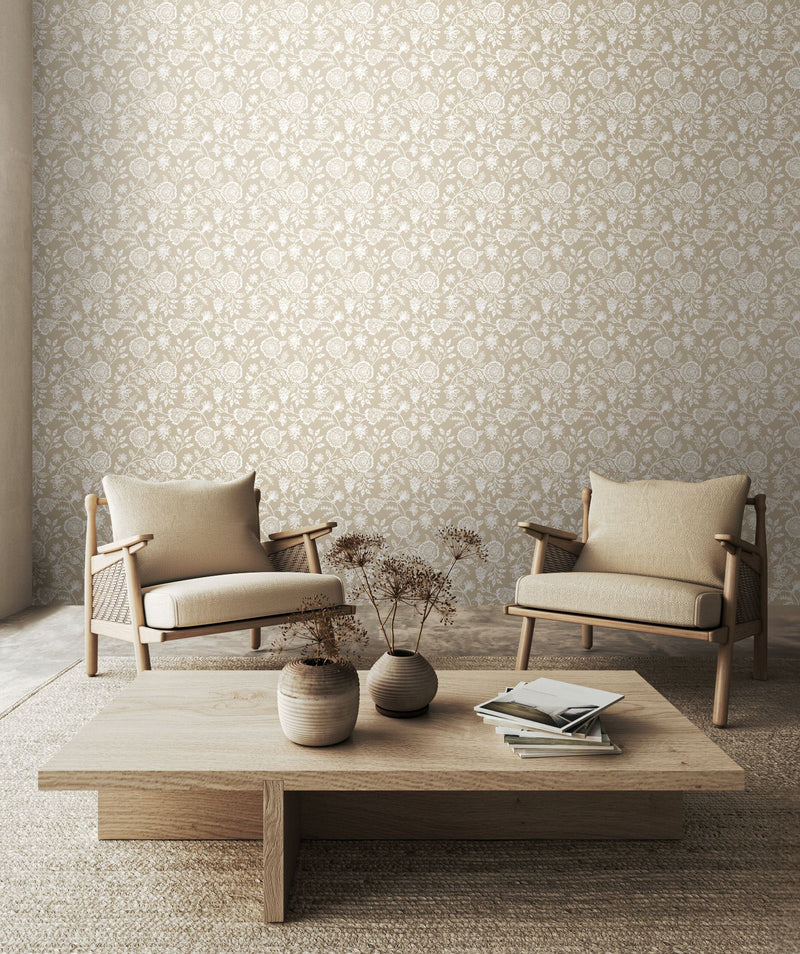 HWA1347W Evelyn Trail Bone Wallpaper by Hoopla Walls