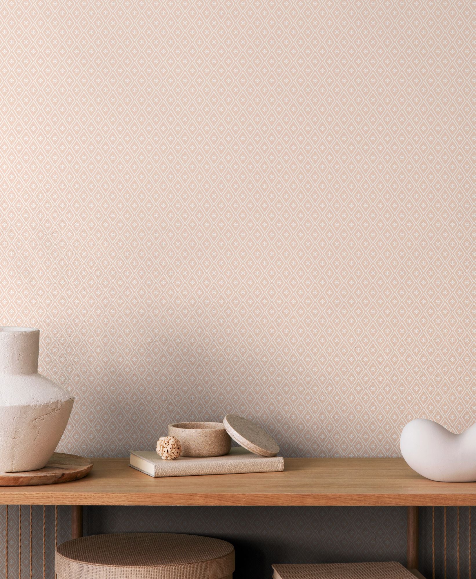 HWA1352W Ditsy Diamond Blush Wallpaper by Hoopla Walls