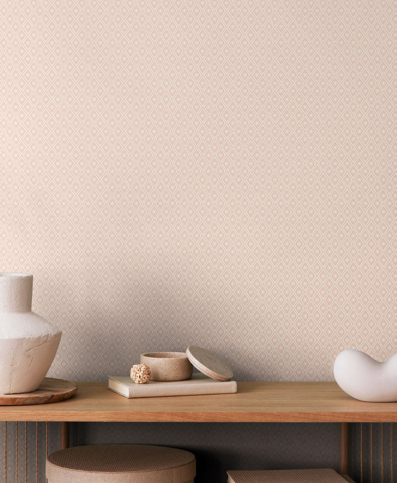 HWA1352W Ditsy Diamond Blush Wallpaper by Hoopla Walls
