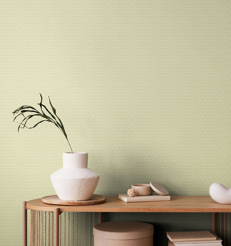 HWA1355W Ditsy Diamond Pistachio Wallpaper by Hoopla Walls