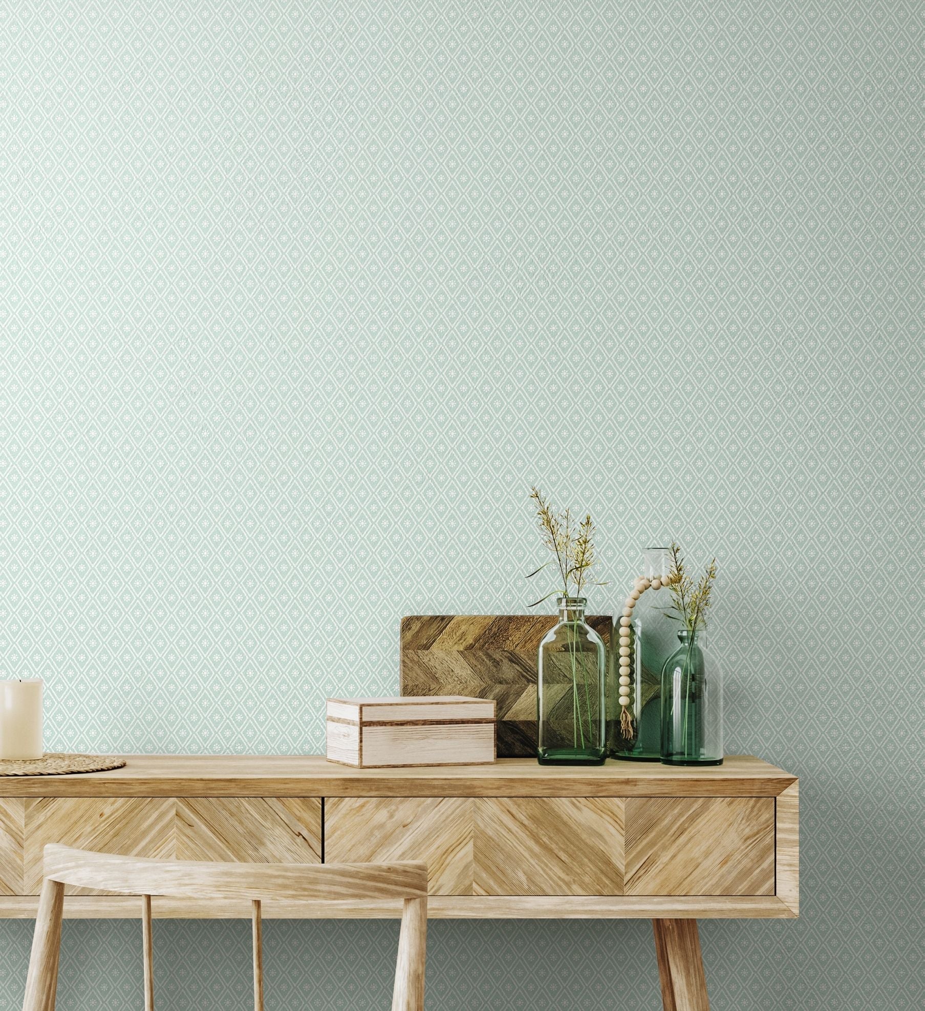 HWA1356W Ditsy Diamond Seaglass Wallpaper by Hoopla Walls