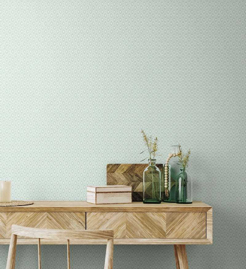 HWA1356W Ditsy Diamond Seaglass Wallpaper by Hoopla Walls