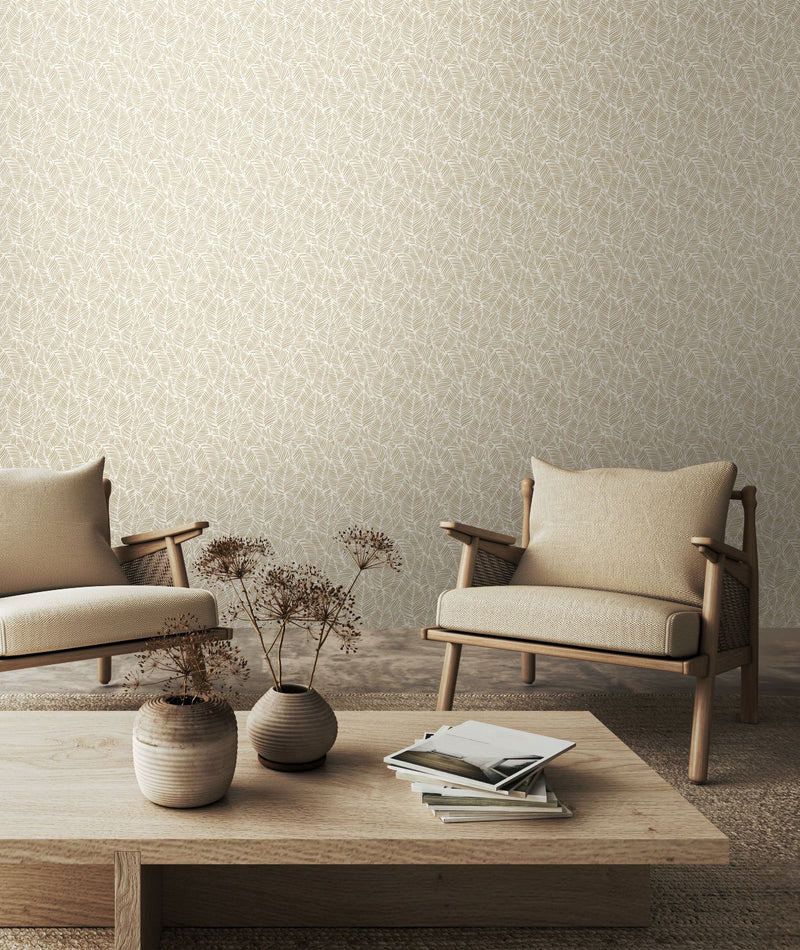 HWA1358W Zebra Leaf Linen Wallpaper by Hoopla Walls