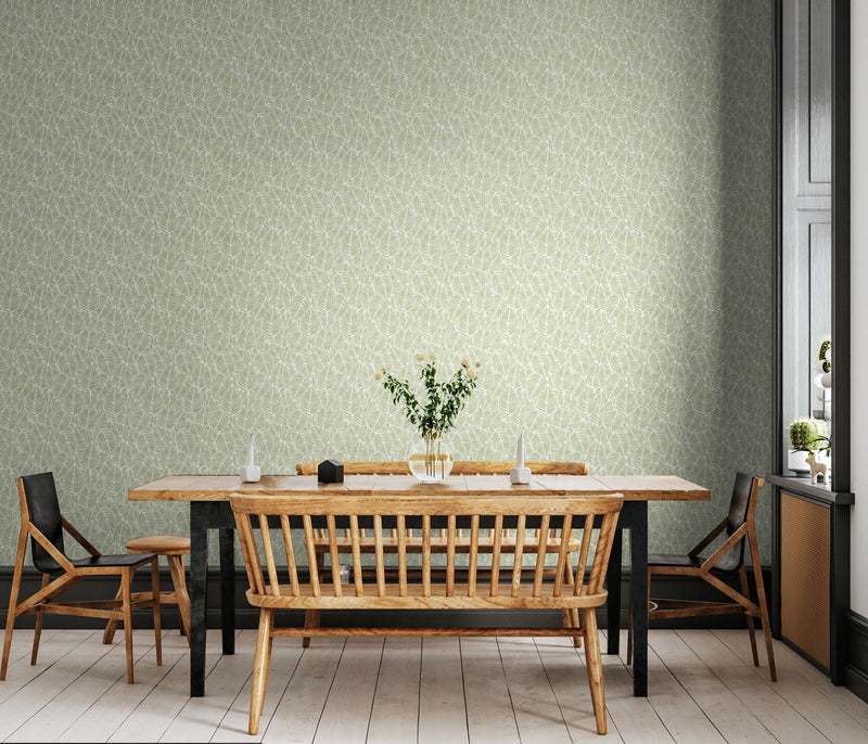 HWA1360W Zebra Leaf Olive Wallpaper by Hoopla Walls