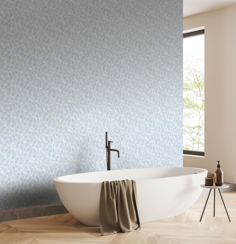 HWA1362W Zebra Leaf Wedgewood Wallpaper by Hoopla Walls