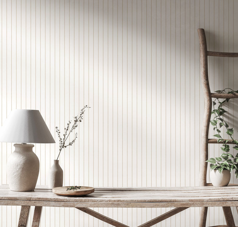 HWA1369W Scallop Stripe Stone Wallpaper by Hoopla Walls