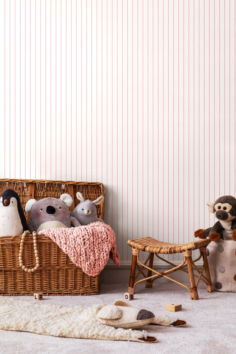 HWA1370W Scallop Stripe Rose Wallpaper by Hoopla Walls