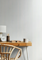 HWA1372W Scallop Stripe Petrol Wallpaper by Hoopla Walls