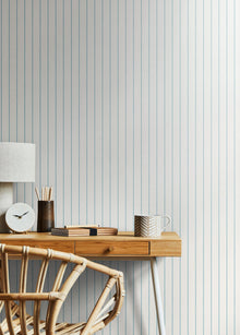 HWA1372W Scallop Stripe Petrol Wallpaper by Hoopla Walls