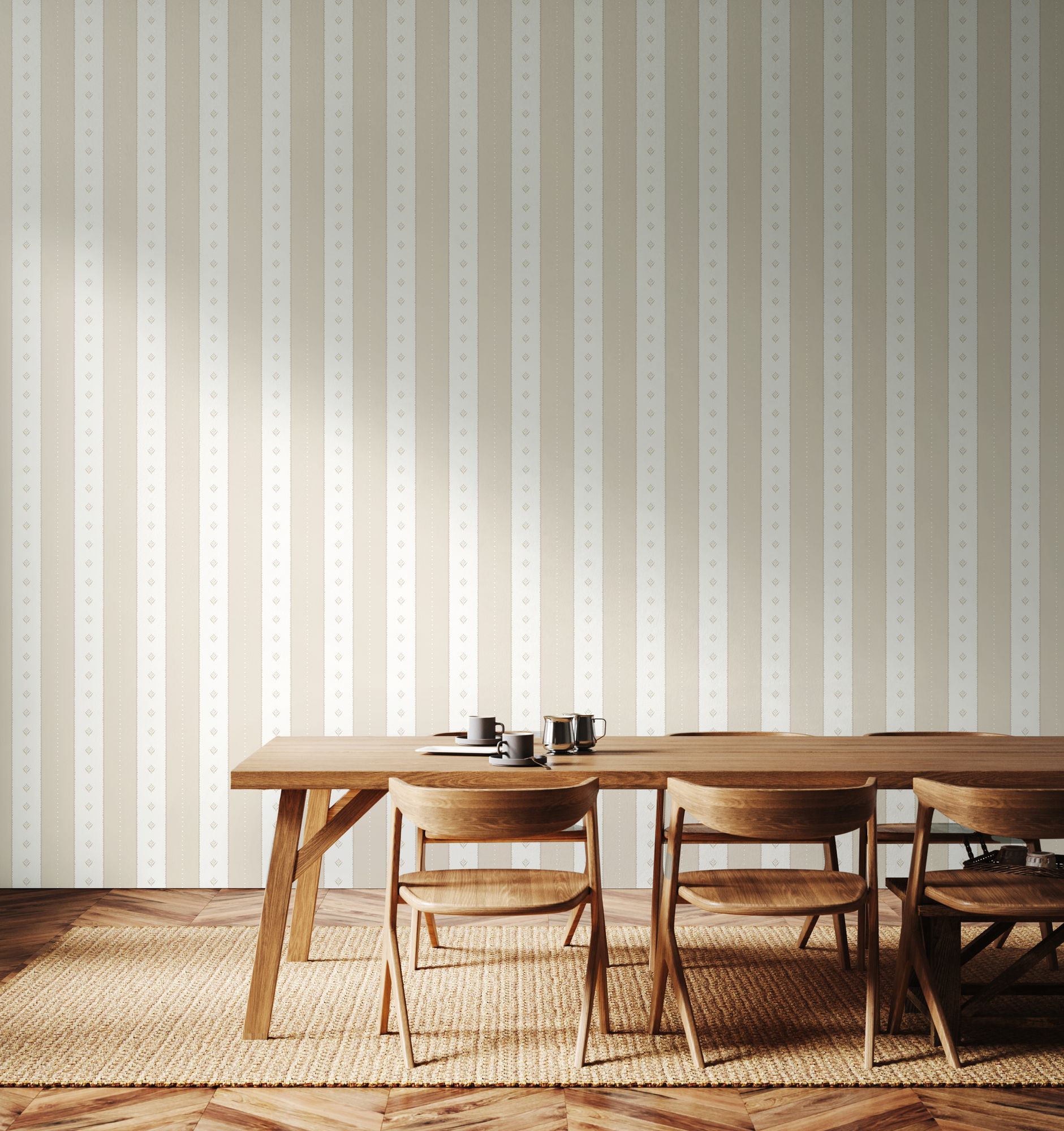HWA1378W Decorative Stripe Linen & Stone Wallpaper by Hoopla Walls
