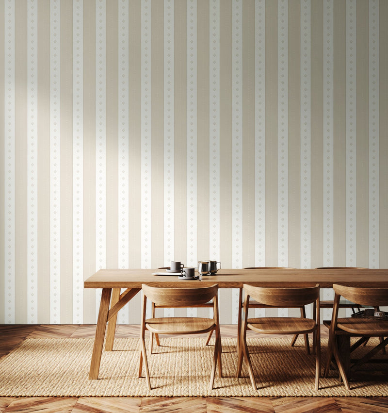 HWA1378W Decorative Stripe Linen & Stone Wallpaper by Hoopla Walls