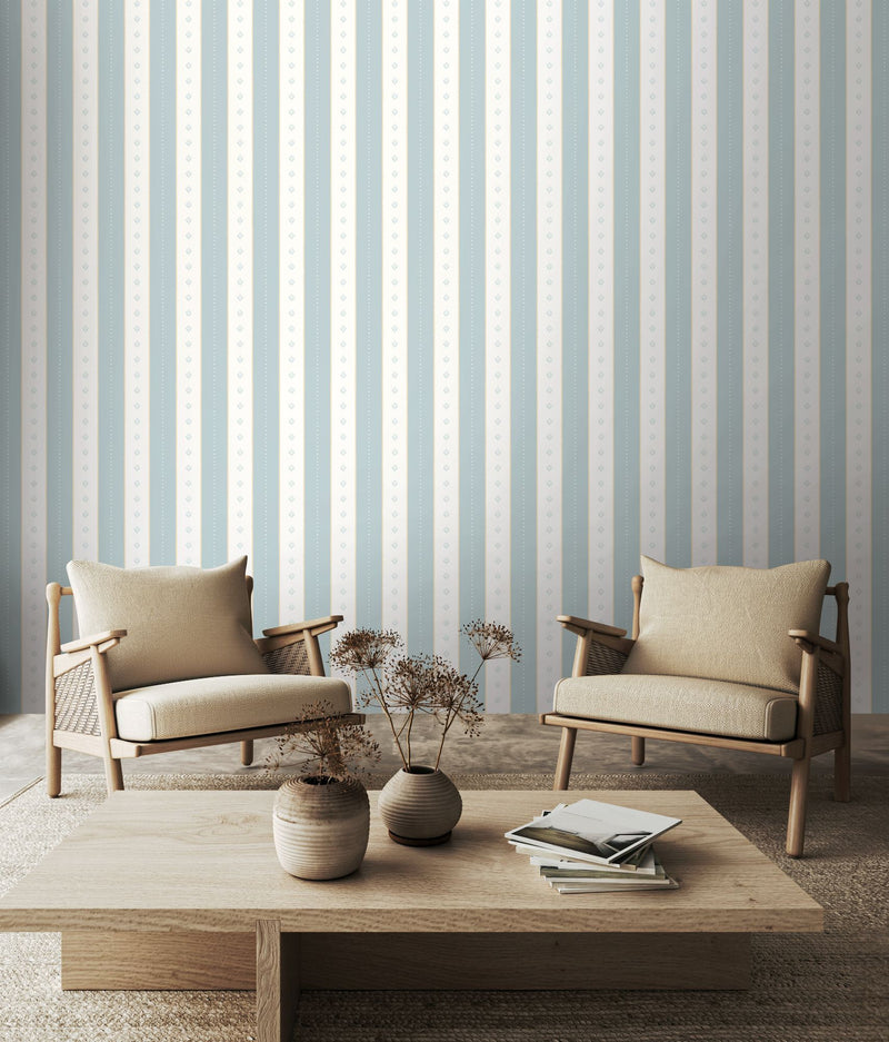 HWA1381W Decorative Stripe Wedgewood Wallpaper by Hoopla Walls