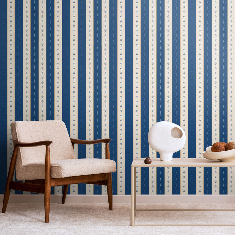 HWA1382W Decorative Stripe Denim Mix Wallpaper by Hoopla Walls