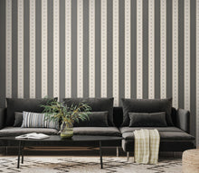 HWA1383W Decorative Stripe Charcoal & Stone Wallpaper by Hoopla Walls