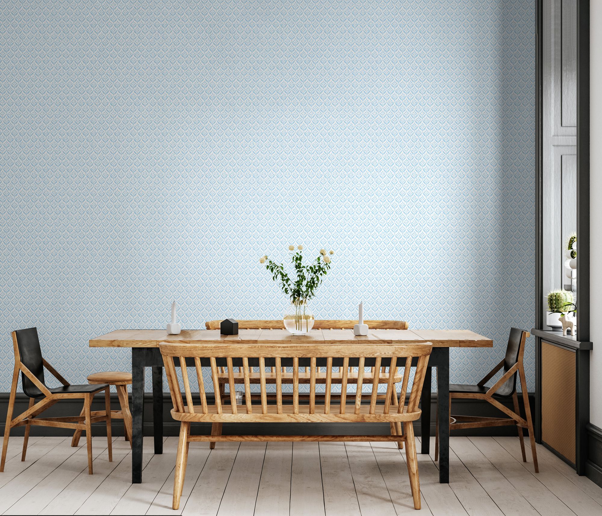 HWA1384W Mini Leaf Sky Wallpaper by Hoopla Walls