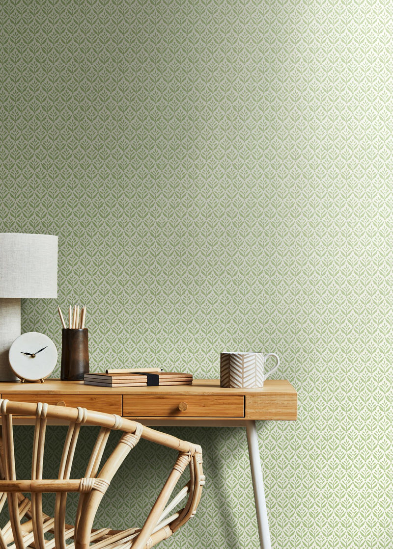 HWA1385W Mini Leaf Avocado Wallpaper by Hoopla Walls