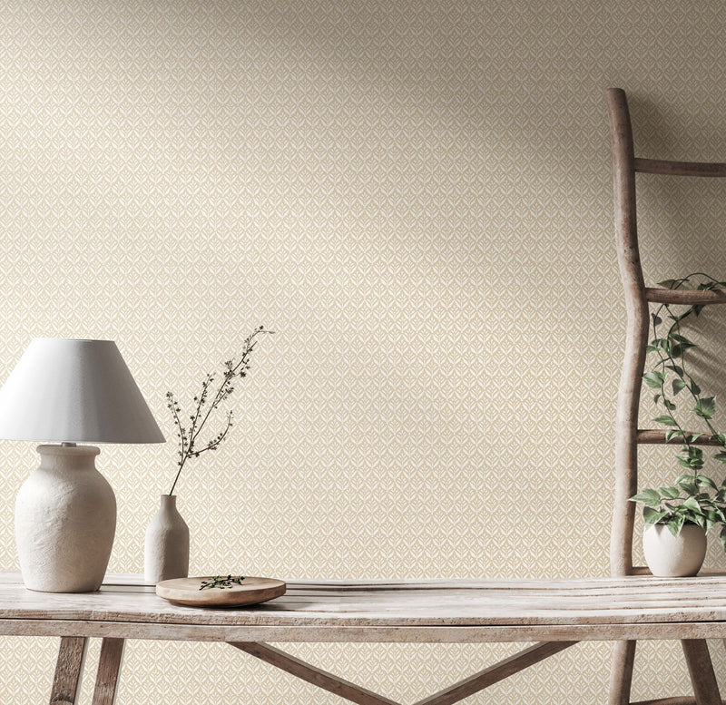 HWA1386W Mini Leaf Linen Wallpaper by Hoopla Walls