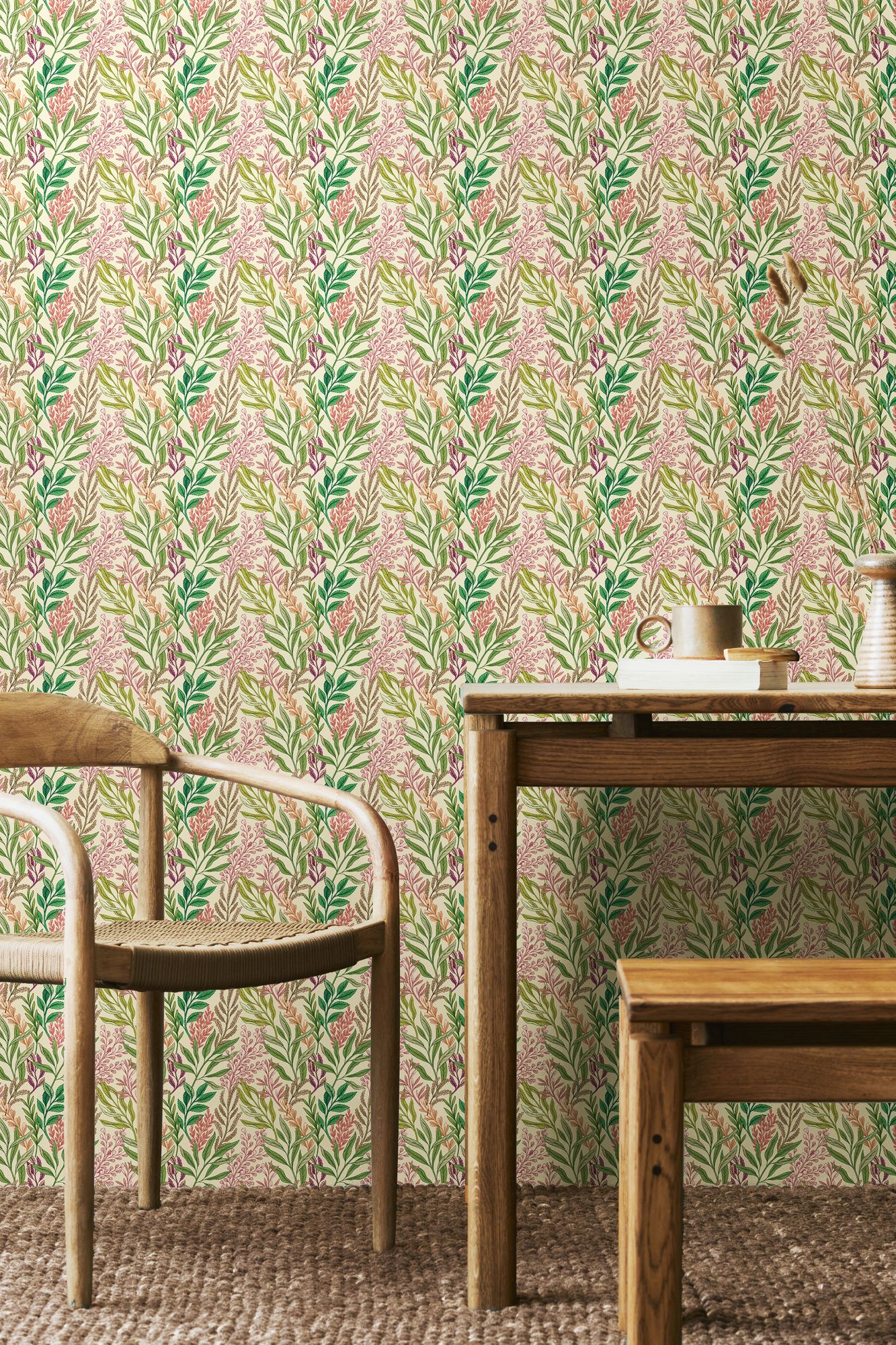 HWA1392W Verdant Leaves Ruby Green Wallpaper by Hoopla Walls