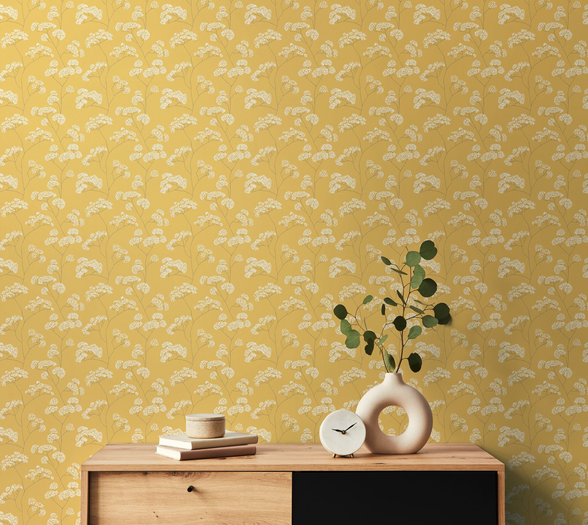 HWA1399W Elderflower Trail Gold Wallpaper by Hoopla Walls