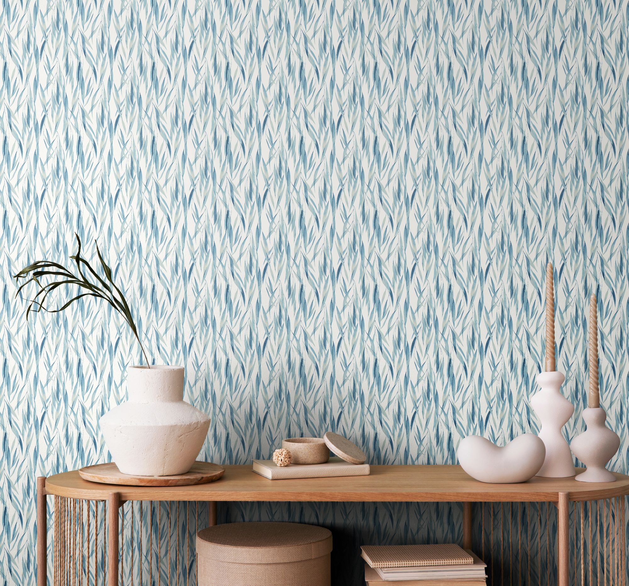 HWA1403W Eucalyptus Whisper Denim Mix Wallpaper by Hoopla Walls