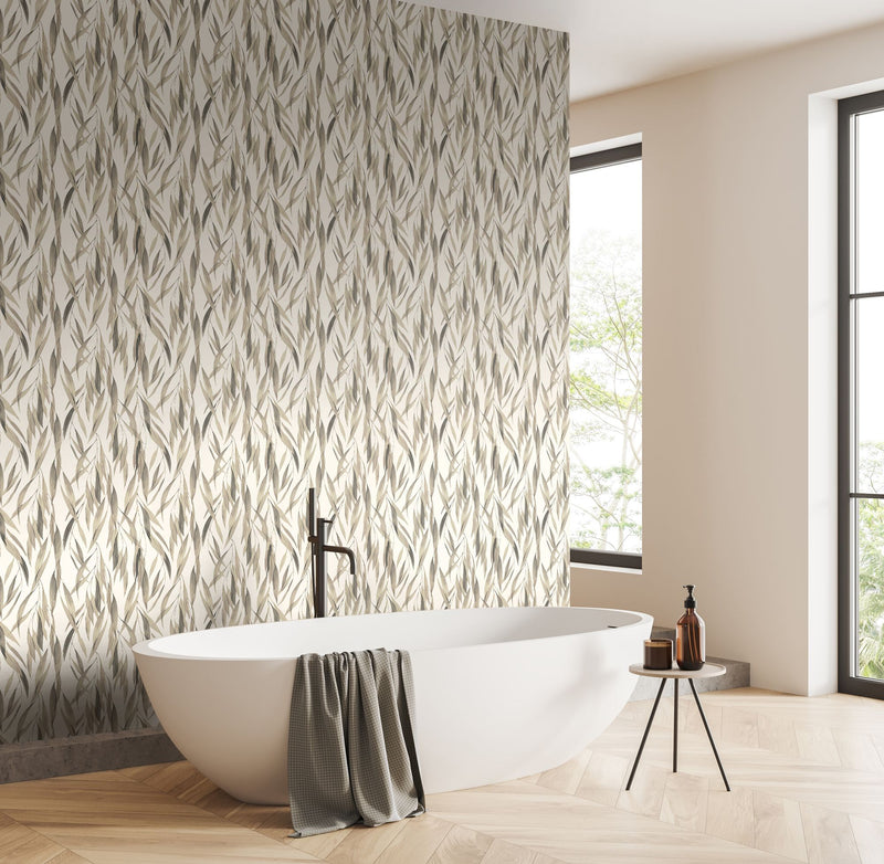 HWA1404W Eucalyptus Whisper Stone & Linen Wallpaper by Hoopla Walls