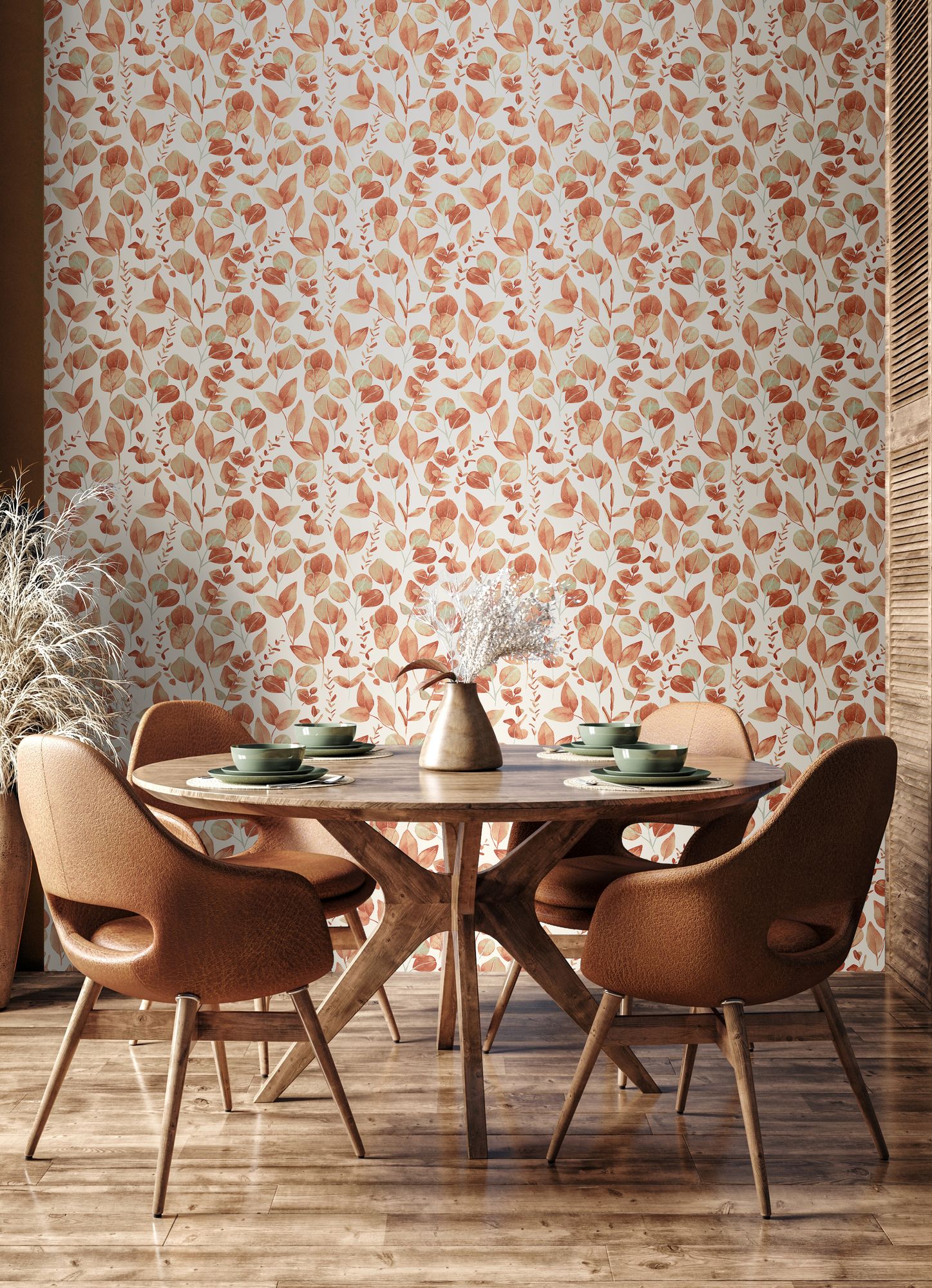 HWA1410W Watercolour Leaves Tuscan Mix Wallpaper by Hoopla Walls