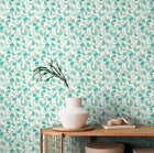 HWA1411W Watercolour Leaves Aqua & Chalk Wallpaper by Hoopla Walls