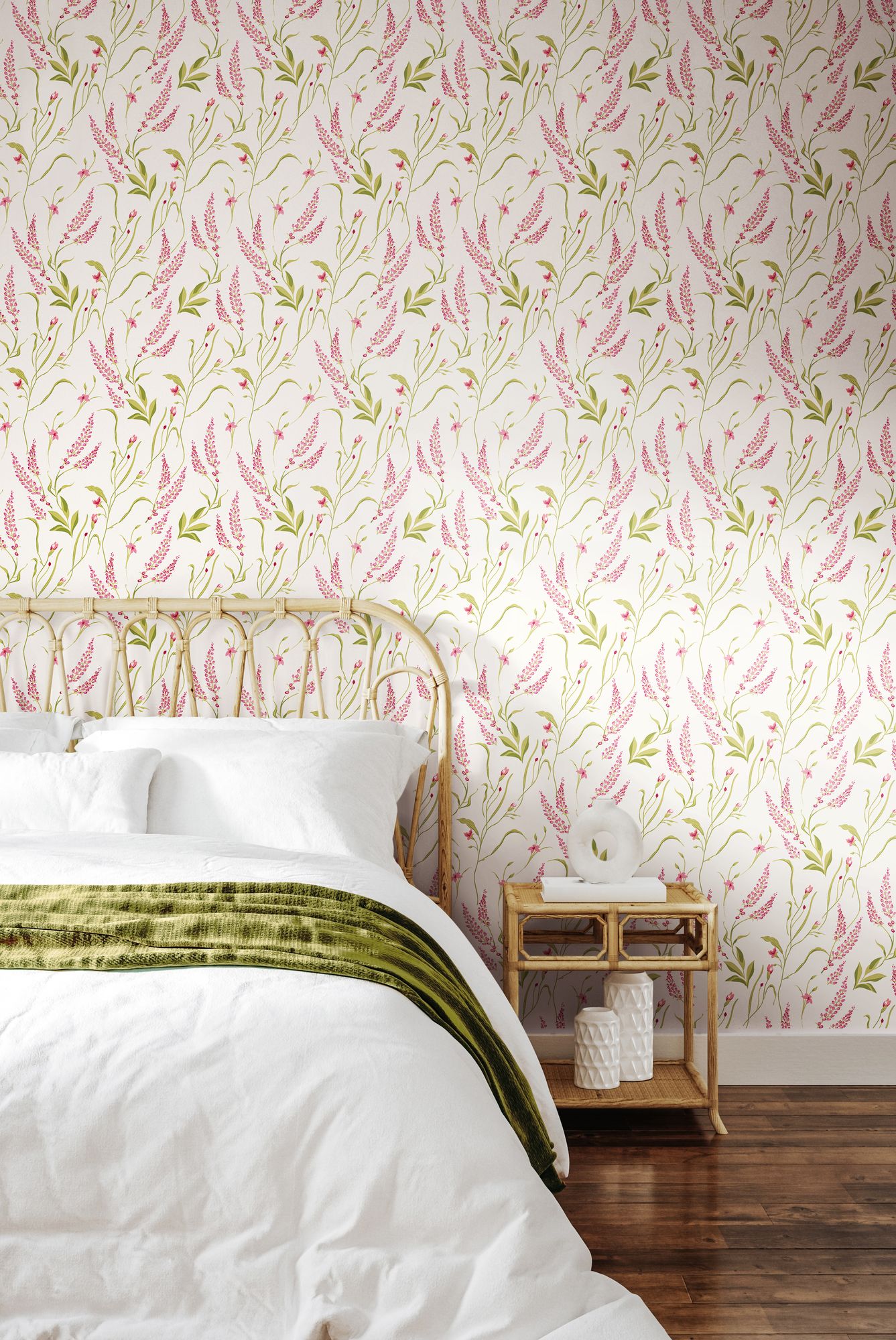 HWA1413W Springtime Meadow Soft Lavender Wallpaper by Hoopla Walls