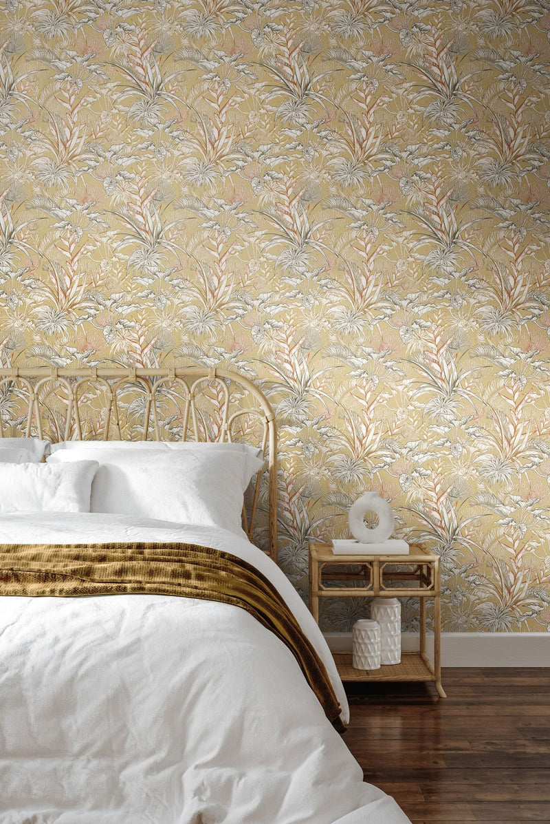 HWA1424W Tropical Canopy Hemp Wallpaper by Hoopla Walls