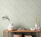 HWA1427W Tropical Canopy Duck Egg Mix Wallpaper by Hoopla Walls
