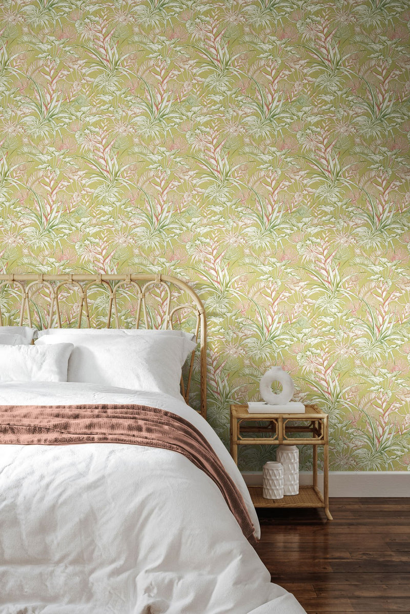 HWA1428W Tropical Canopy Lush Greens Wallpaper by Hoopla Walls