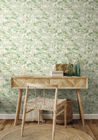 HWA1437W Lino Leaves Willow Mix Wallpaper by Hoopla Walls
