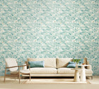 HWA1439W Lino Leaves Duck Egg Wallpaper by Hoopla Walls