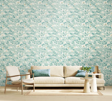 HWA1439W Lino Leaves Duck Egg Wallpaper by Hoopla Walls