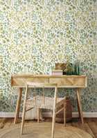 HWA1442W Botanical Leaves Olive Mix Wallpaper by Hoopla Walls