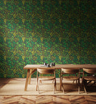 HWA1443W Botanical Leaves Charcoal & Emerald Wallpaper by Hoopla Walls
