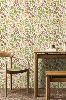 HWA1444W Botanical Leaves Ginger & Olive Wallpaper by Hoopla Walls
