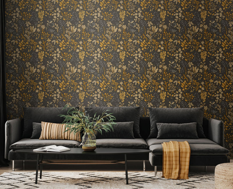 HWA1445W Botanical Leaves Bronze Age Wallpaper by Hoopla Walls